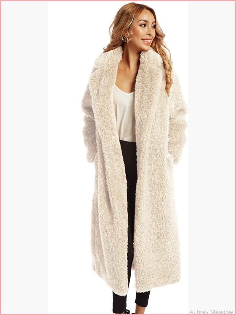 Faux Fur Winter Coat Long Cardigan Overcoat Open Front Jacket